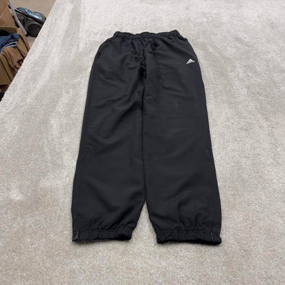 Y2k Adidas tracksuit bottoms black Small mens loose 00s joggers embroidered trackies sporty style
