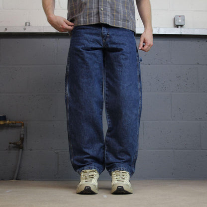 Wrangler carpenter jeans y2k blue W29L30 Loose straight leg skater style utility workwear trousers