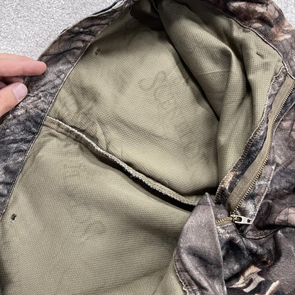 Baggy Realtree camo cargo pants Y2K W34L31 khaki lined fleece Hardwoods camouflage hunting utility