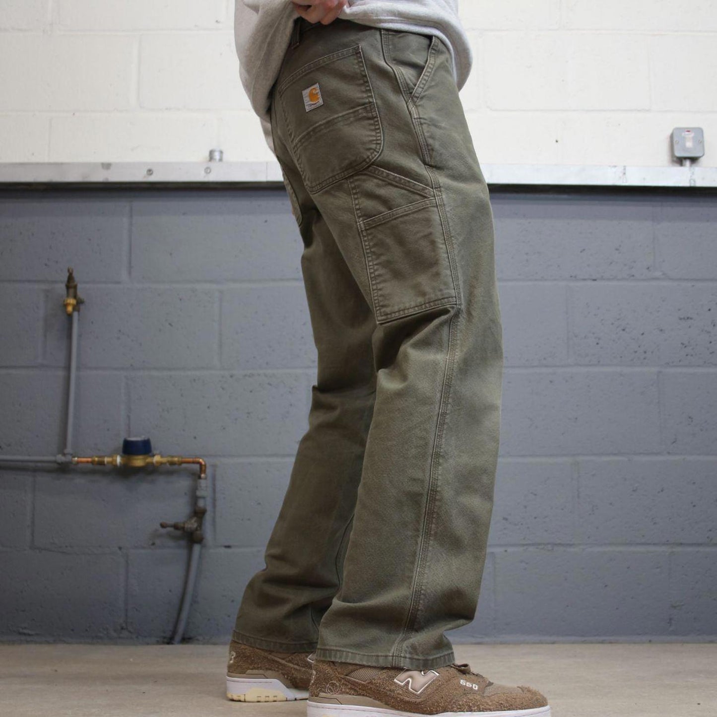 Y2K Carhartt carpenter jeans W33L30 green Relaxed straight canvas skate style workwear cargo pants