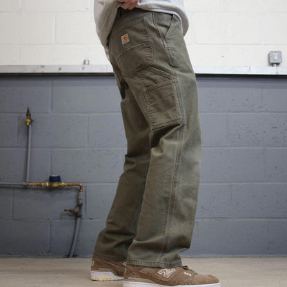 Y2K Carhartt carpenter jeans W33L30 green Relaxed straight canvas skate style workwear cargo pants