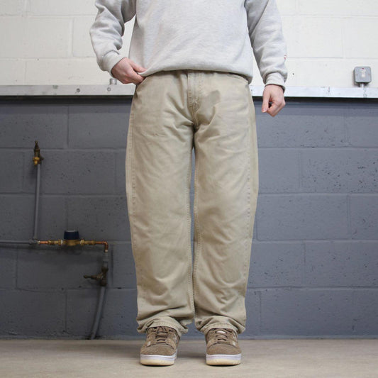 Levis 505 jeans straight leg W36L32 beige loose y2k style pants red tab logo