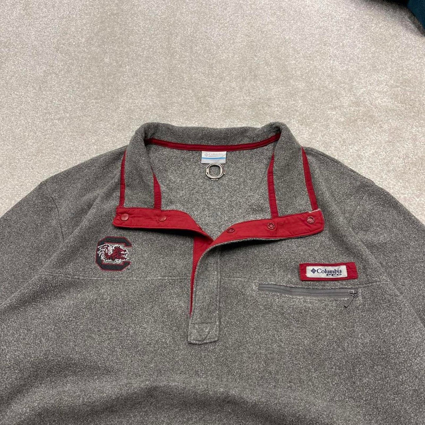 00s Columbia technical pfg fleece XXL men's grey snap t y2k style autumn pullover fishing