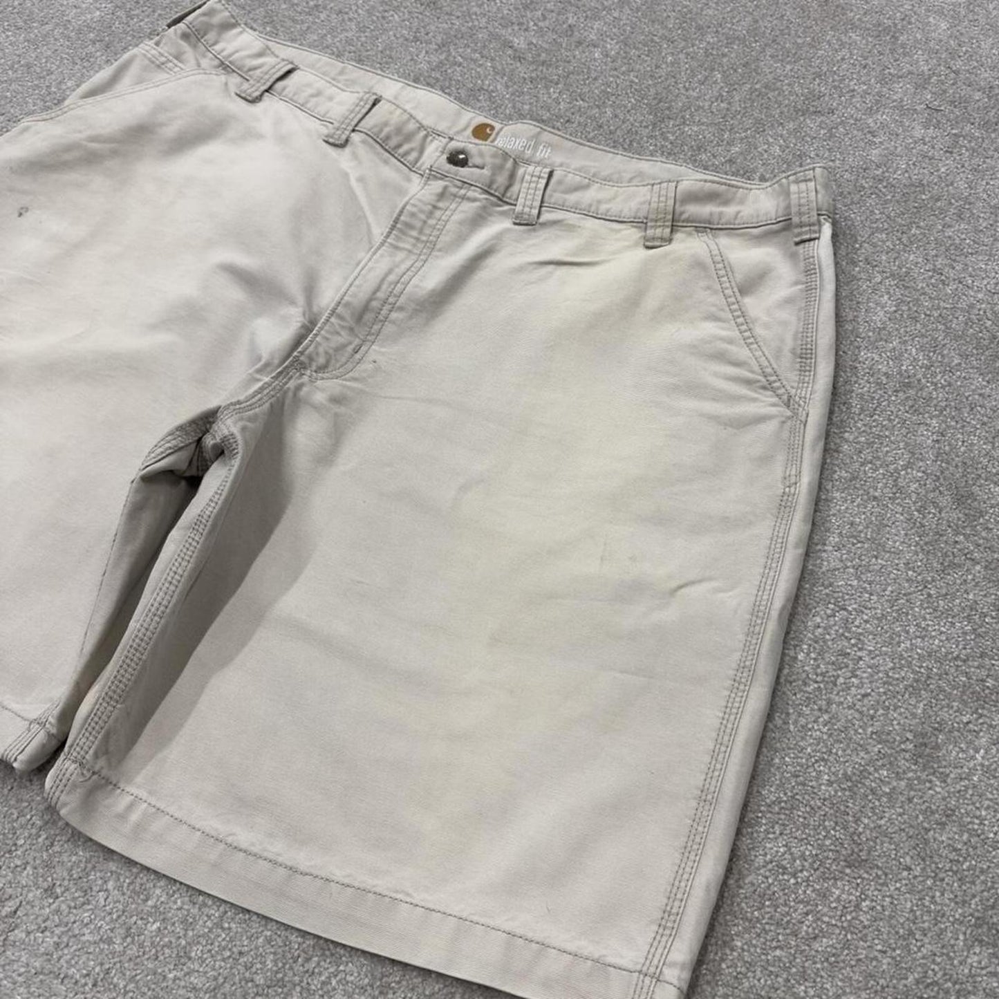 Carhartt baggy shorts carpenter loose beige Relaxed fit canvasy skater style cargo work shorts