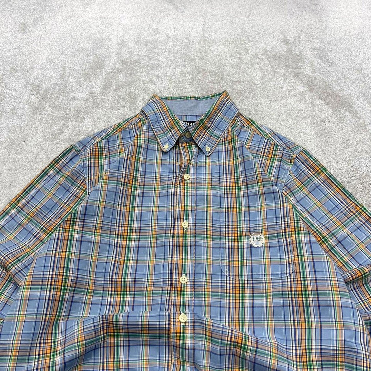 Chaps checkered shirt blue casual M men's long sleeve button up autumn y2k style