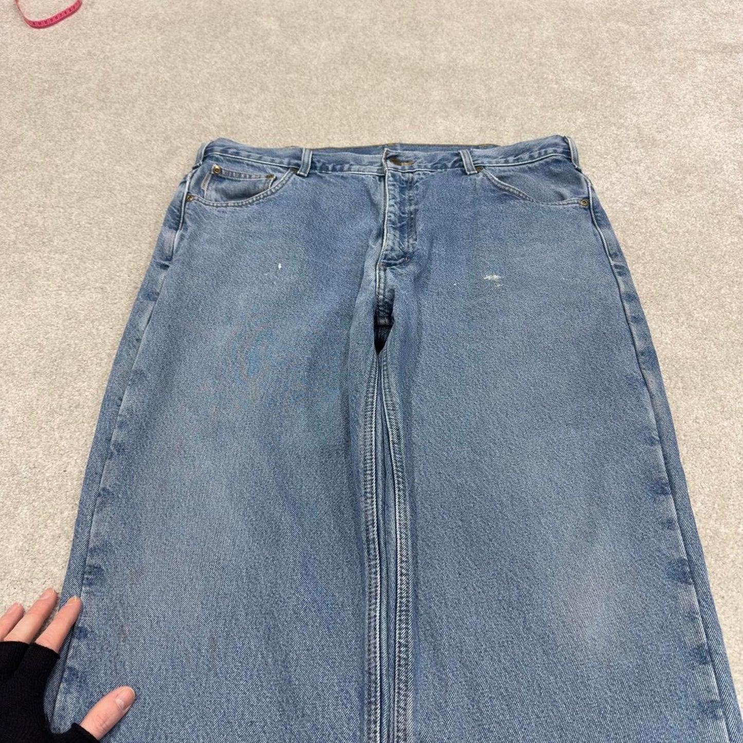 Vintage baggy Y2K Carhartt denim jeans blue Loose flannel lined skate style workwear pants