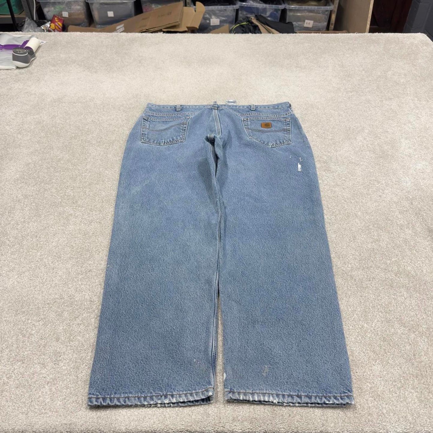 Y2K baggy Carhartt denim jeans blue Loose fleece lined skate style workwear pants