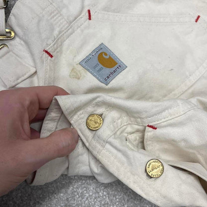 Vintage 80s Carhartt dungarees overalls W36L32 mens canvas white utility bib & brace worker skater