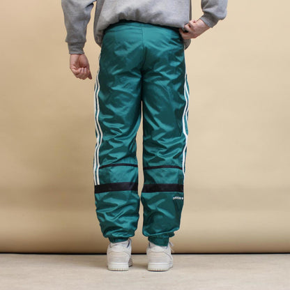 Adidas tracksuit bottoms S green y2k 90s style soft lined side stripe trackies