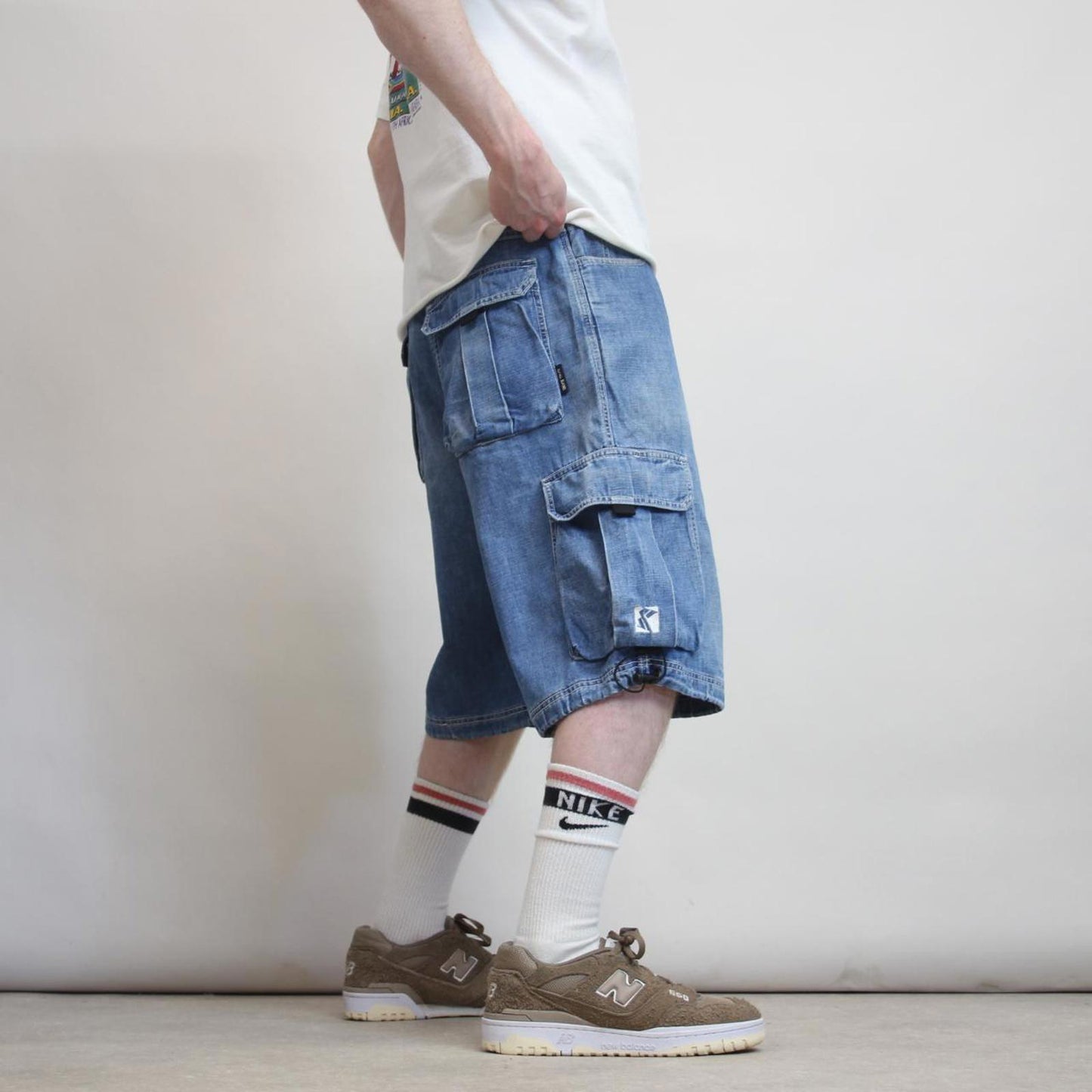 Baggy Karl Kani denim cargo shorts W32 wide leg cargo 90s skater jorts utility