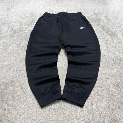 Black Nike tracksuit bottoms Medium y2k style sportswear track pants cuffed embroidered
