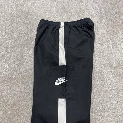 Y2k Nike tracksuit bottoms black Lightweight floaty leg print logo track pants