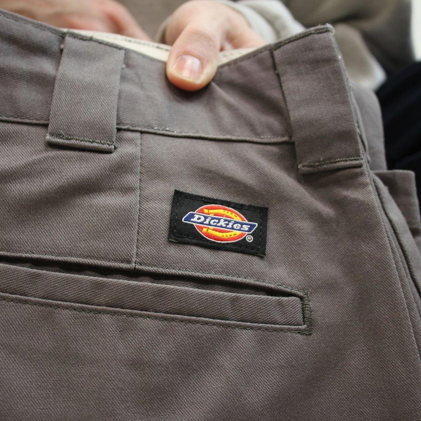 Grey Dickies carpenter pants W32L30 slim taper cargo 90s skate style pants patch logo