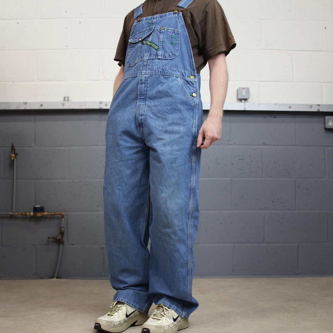 Vintage dungarees denim overalls blue Key workwear bib & brace utility