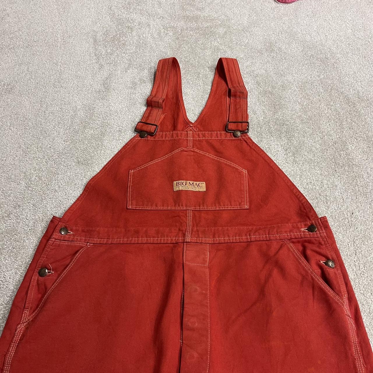 Vintage Big Mac baggy dungarees 00s denim overalls red Patch logos and adjustable straps