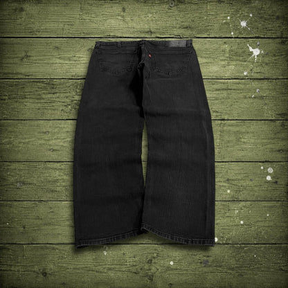 Y2K Levi’s 505 jeans W38L30 black Straight fit 5 pocket belt loops red tab logo