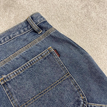Baggy denim carpenter shorts cargo blue Wolverine skater style surf jorts
