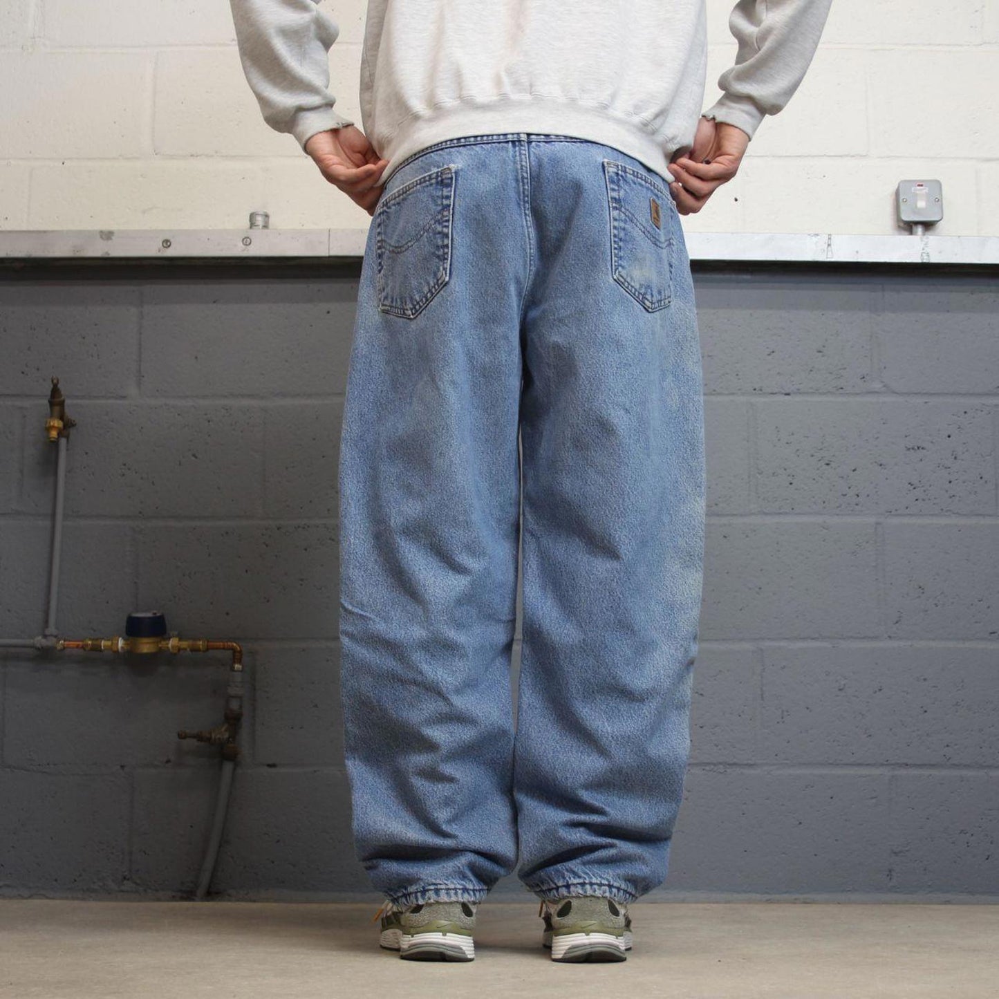 Baggy Y2K vintage Carhartt jeans blue Loose fleece lined denim skate style work pants