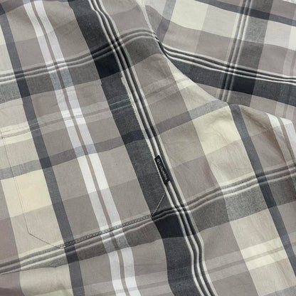 Beige checkered Columbia technical shirt XL men's short sleeve button up autumn y2k style