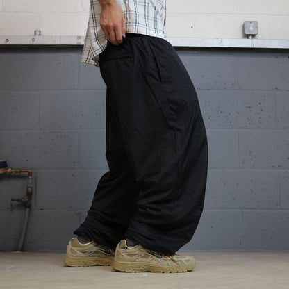 Vintage Nike baggy tracksuit bottoms black wide leg XL Loose lined casual swoosh logo track pants#