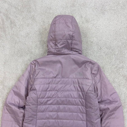 Lilac North Face quilted jacket Girls large TNF sherpa lined hooded coat y2k style zip pockets