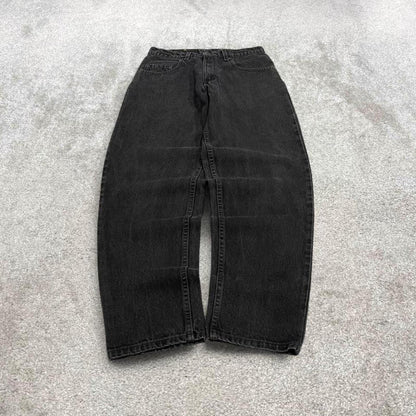 Vintage Levi's 560 jeans loose fit tapered leg black USA made 100% cotton denim pants red tab logo