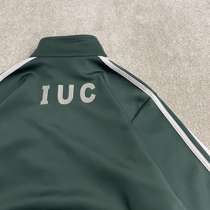 Y2K Adidas track top jacket embroidered green XL men’s Sporty tracksuit stripes, logos, zip pockets