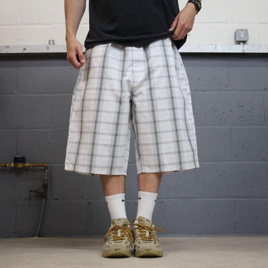 Dickies baggy checkered shorts carpenter white Check surf style skater shorts long wide leg