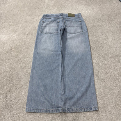 Y2K baggy denim surf jeans W36L32 blue Loose leg Dodeca skater style loose leg jeans