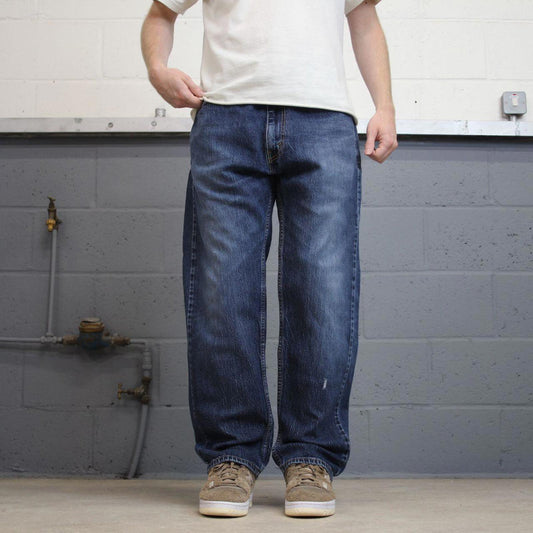 Levis 505 jeans blue W38L30 loose straight leg y2k style pants red tab logo