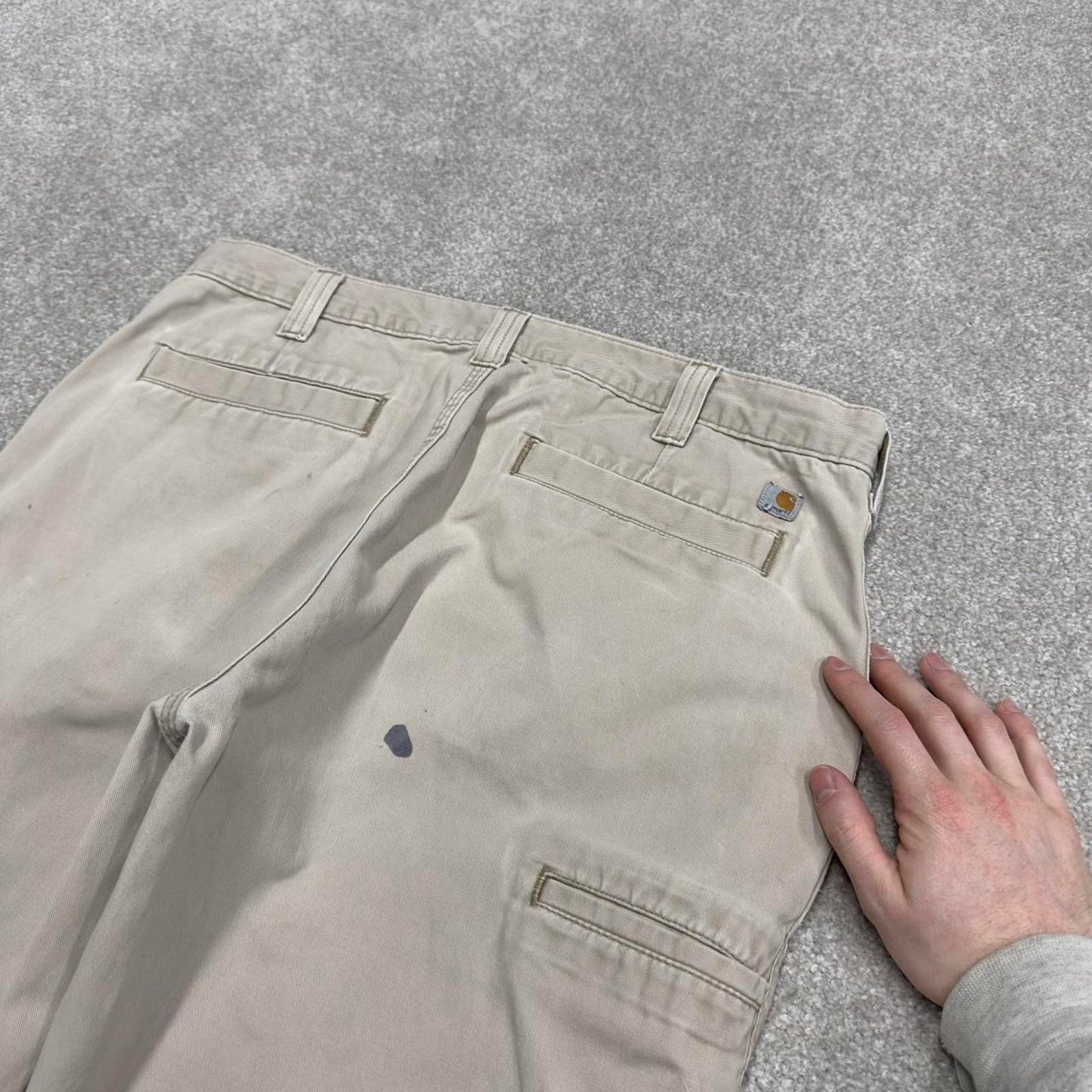 Y2K vintage carhartt carpenter pants beige Relaxed fit canvasy skate style workwear cargo pants