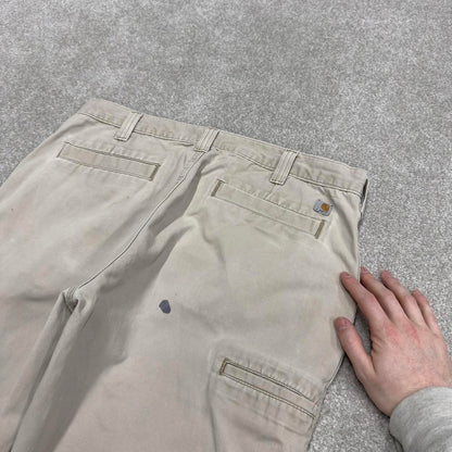 Y2K vintage carhartt carpenter pants beige Relaxed fit canvasy skate style workwear cargo pants