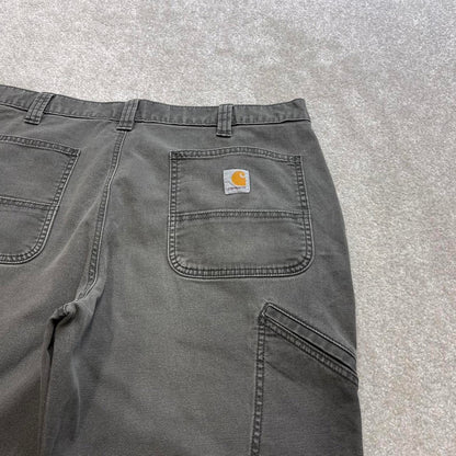Grey Carhartt carpenter jeans W38L26 relaxed fit canvas 90s skater style work cargos