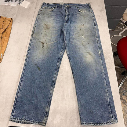Blue Carhartt jeans W40L32 loose 90s style fleece lined denim pants skate style