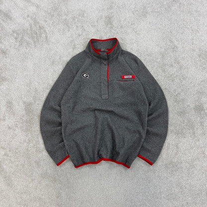 Grey Columbia PFG technical fleece Large snap T pull over y2k autumn style popper neck