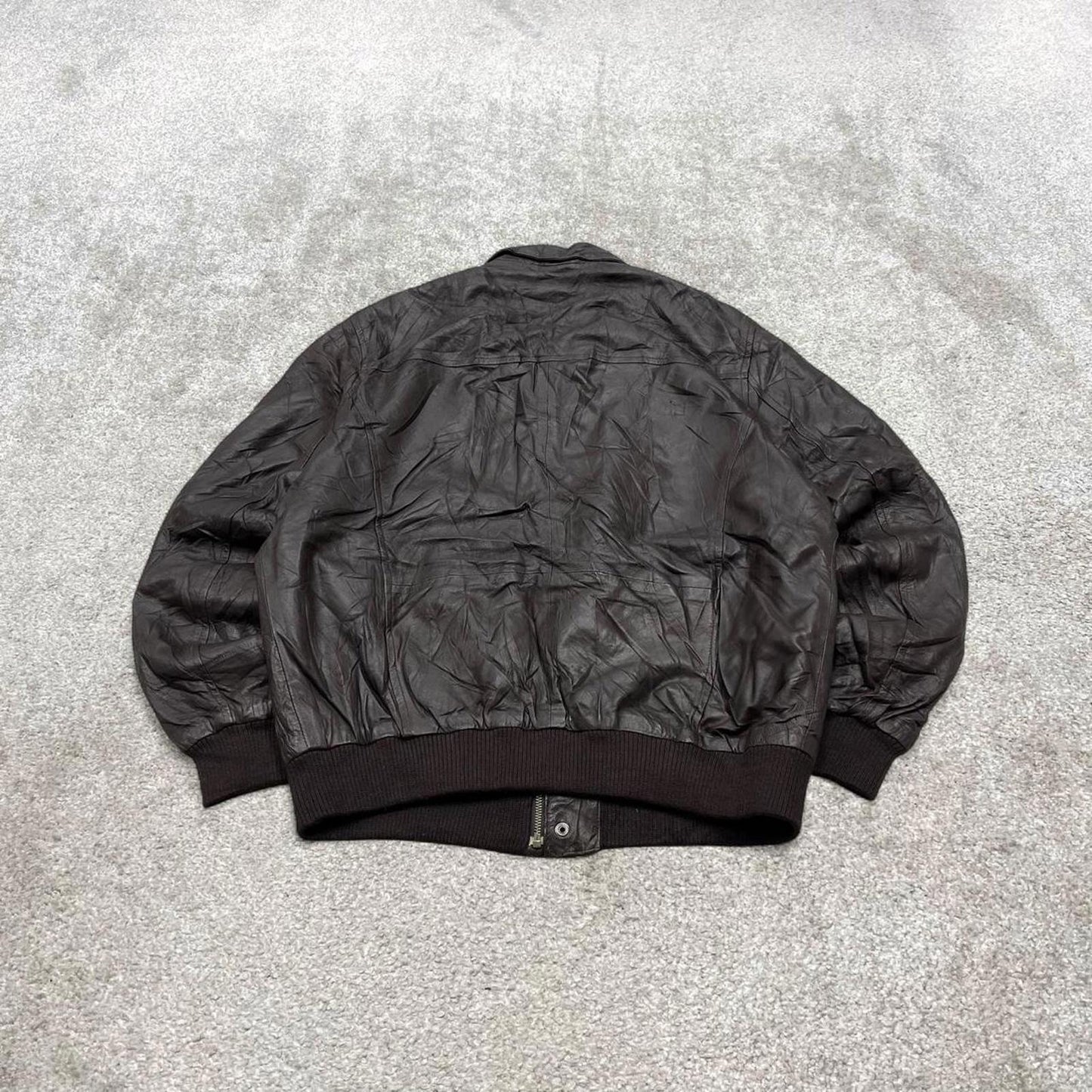 Vintage leather flight aviator bomber jacket brown Air Force boxy genuine leather coat