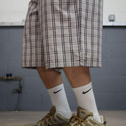 Dickies baggy checkered chino shorts carpenter grey Chino skater / surf check shorts loose festival