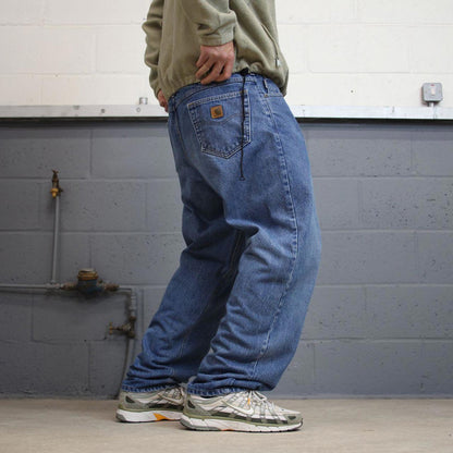 Vintage Carhartt jeans W40L32 blue loose relaxed fit denim 5 pocket 90s skater jeans 100% cotton