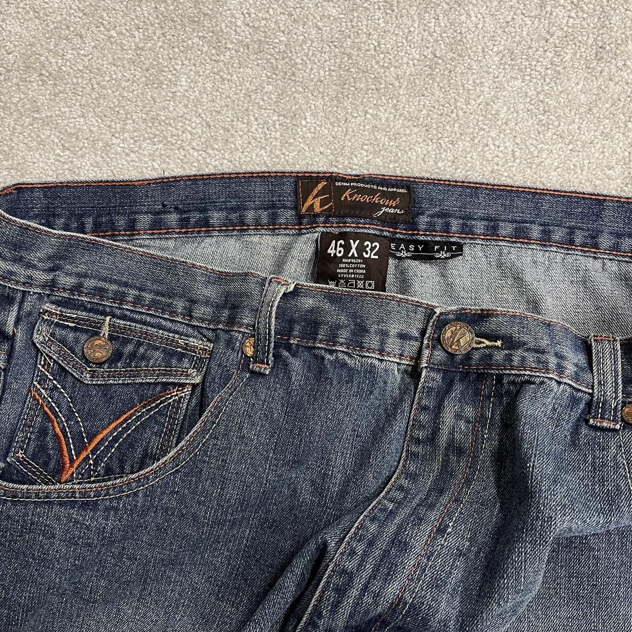 Baggy embroidered jeans loose blue denim Y2K Knockout Jeans loose surf style pants embroidered