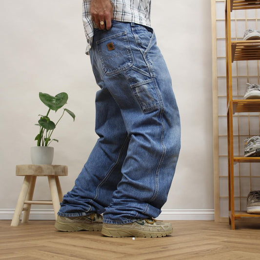 Carhartt baggy carpenter jeans y2k Loose straight blue thick denim cargo pants