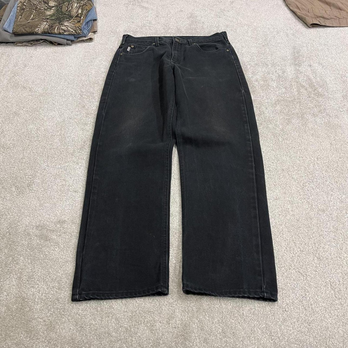 Black Carhartt jeans loose work pants 100% cotton denim skate style workwear pants