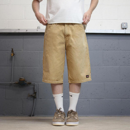 Mens Baggy Tan Dickies carpenter shorts W36 loose canvas skater style jorts