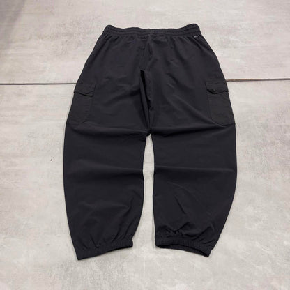 Black Nike cargo trackies L loose y2k floaty leg joggers patch logo