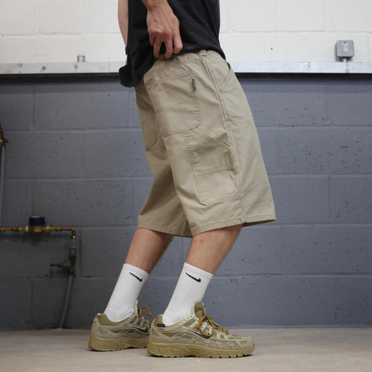 Baggy canvas cargo shorts carpenter khaki Wolverine skater style work shorts summer