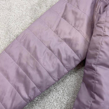 Lilac North Face quilted jacket Girls large TNF sherpa lined hooded coat y2k style zip pockets