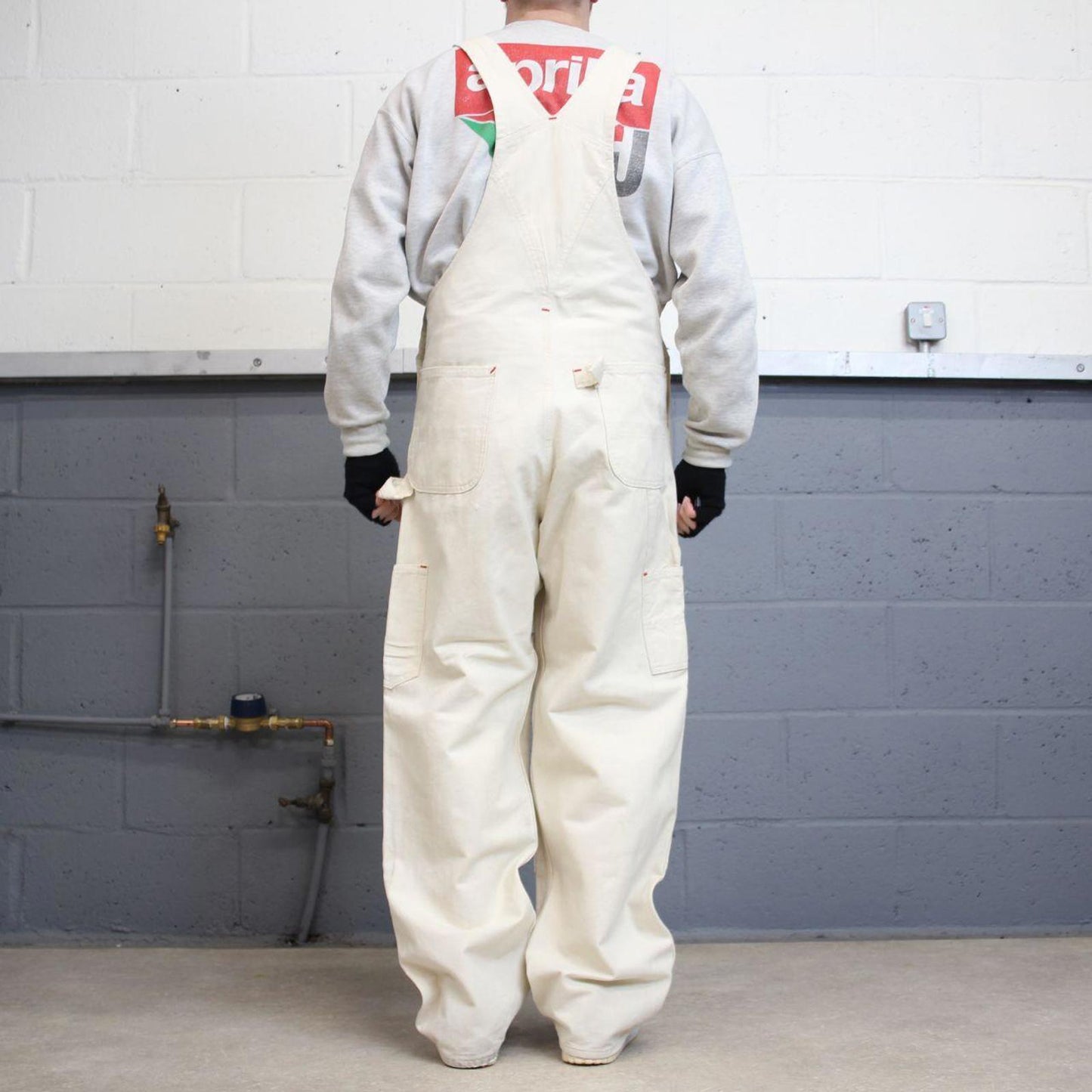 Vintage 80s Carhartt dungarees overalls W36L32 mens canvas white utility bib & brace worker skater