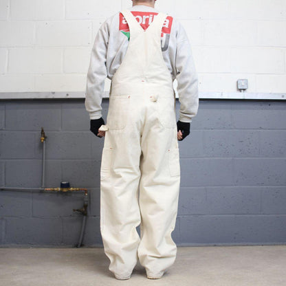Vintage 80s Carhartt dungarees overalls W36L32 mens canvas white utility bib & brace worker skater