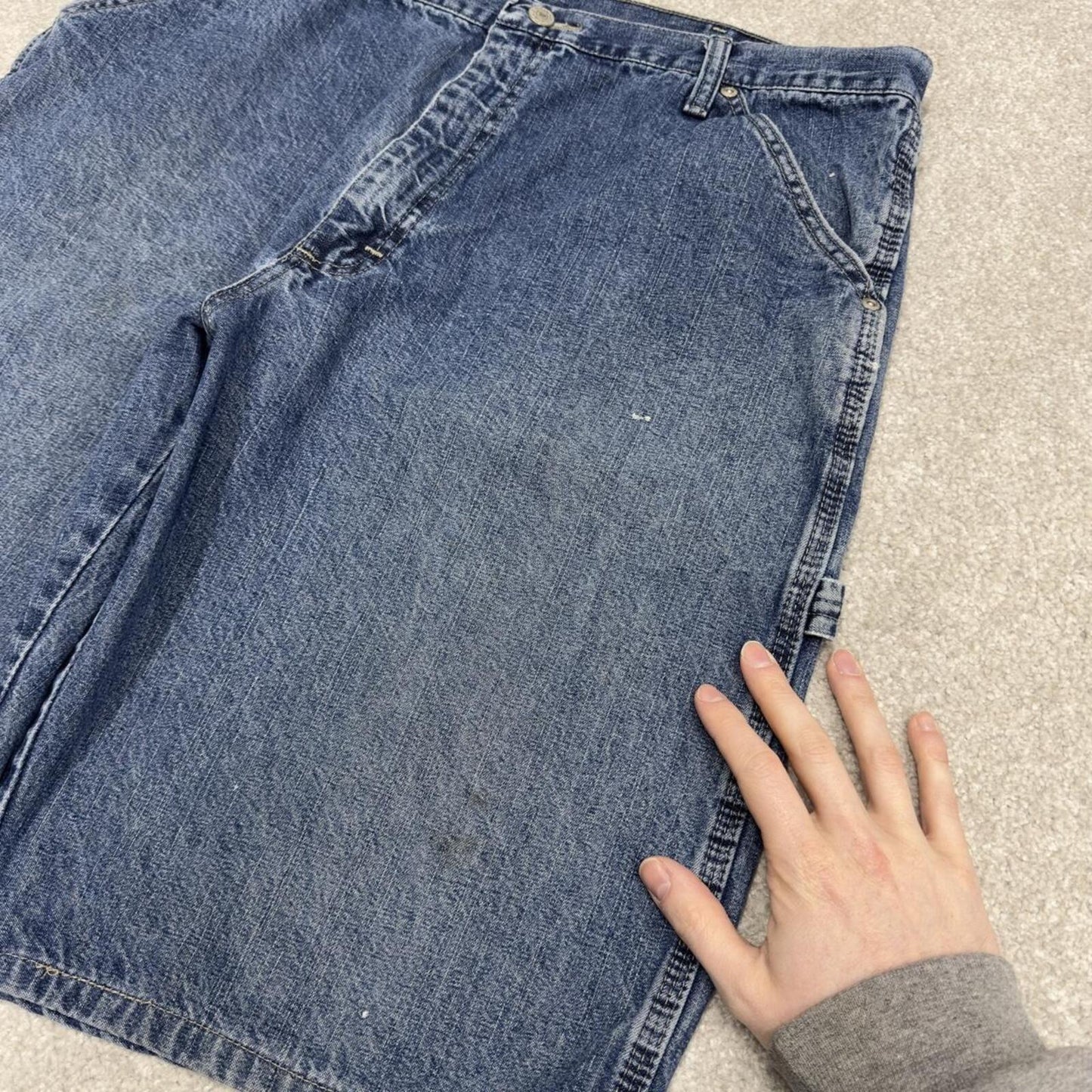 Y2k Wrangler carpenter shorts skater style blue W38 Denim loose summer jorts