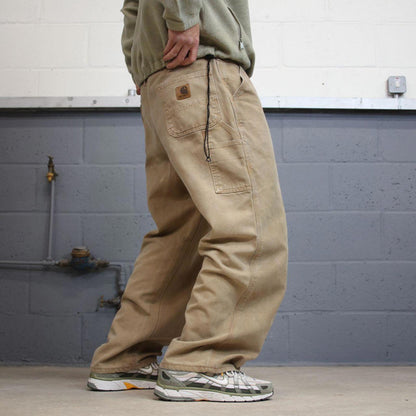 Baggy Carhartt carpenter jeans W38L30 loose wide leg 90s skater style canvas cargo pants 100% cotton