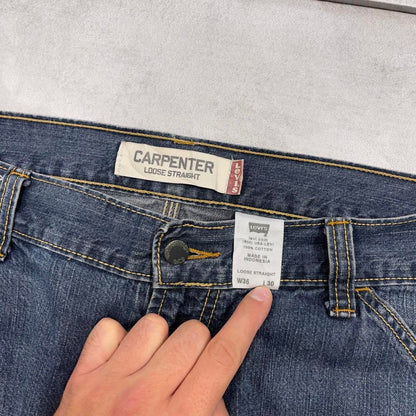 Blue baggy Levis carpenter jeans W38L30 loose skater thick denim 90s style cargos red tab logo